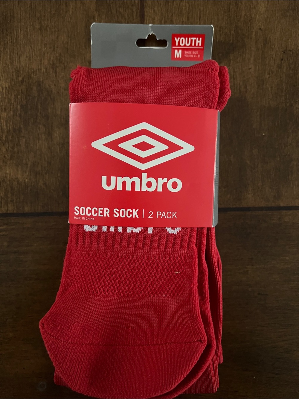 Umbro Red Youth Soccer Socks - 2 Pack
